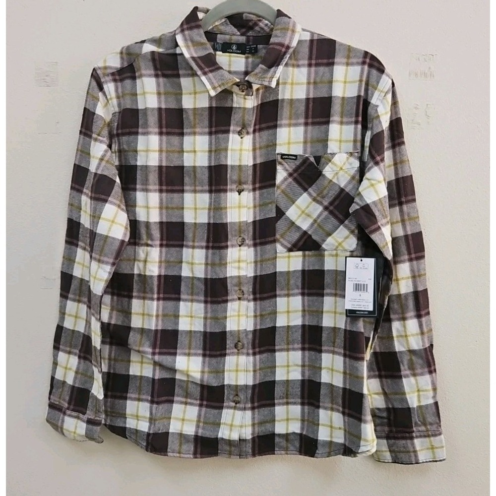 Volcom Plaid To Meet U Long Sleeve Shirt  Button-Down Outdoor Women's Small NWT